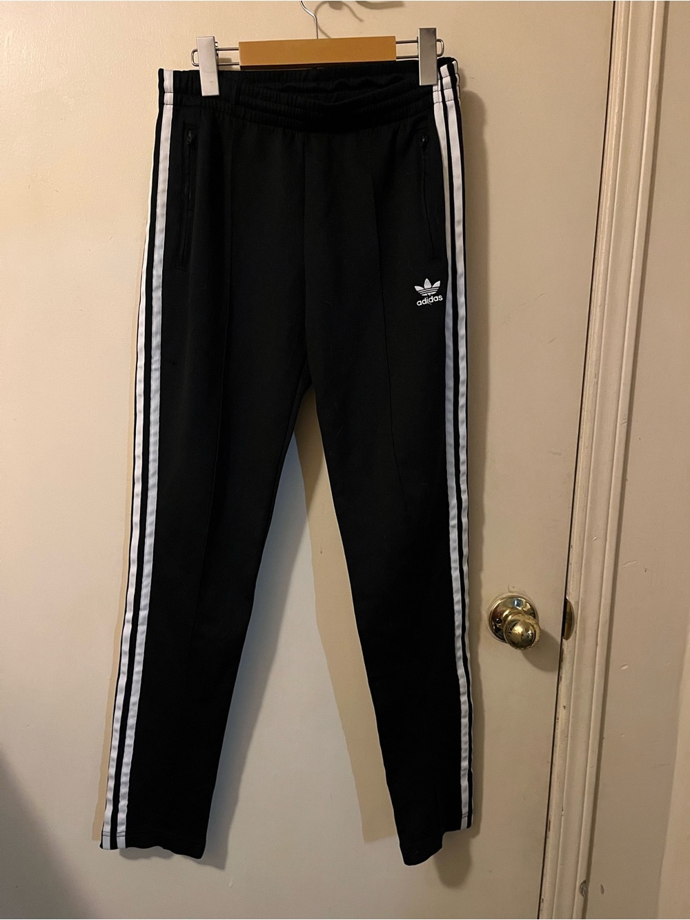 adidas Black Track Pants with White 3-Stripes